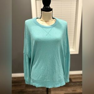 Aerie Small Knit Sweater Soft Oversized Boho Sweatshirt Blue Shirt